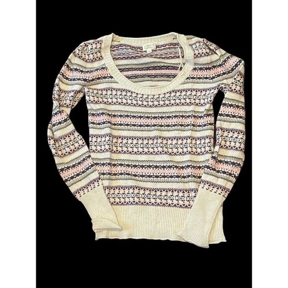 Kaisely Womens Pullover Sweater Ivory Multi Print Size Large Cotton Blend - Picture 1 of 6